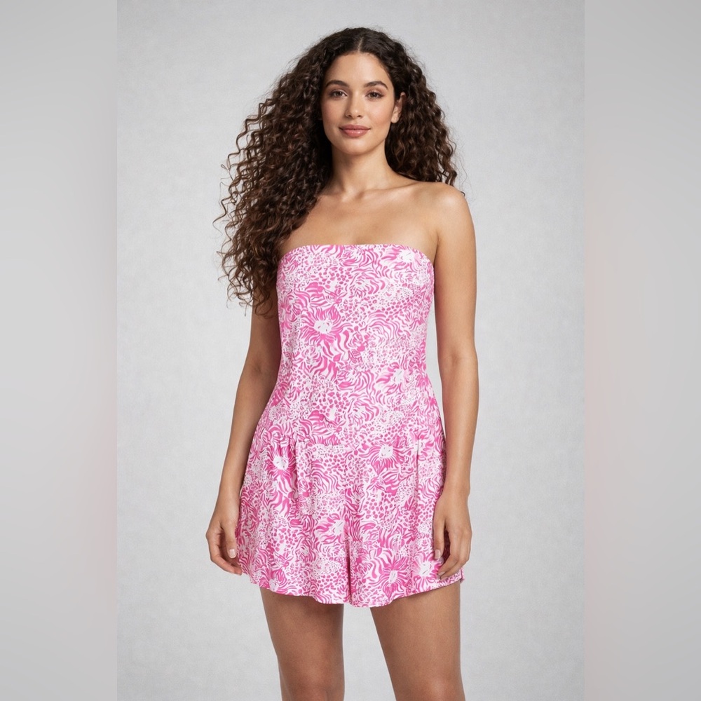 Lilly Pulitzer Pink & White Strapless Romper